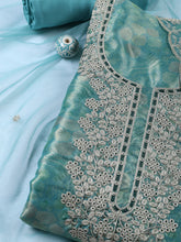 Neck Zari Embroidery Tissue Unstitched Suit With Dupatta